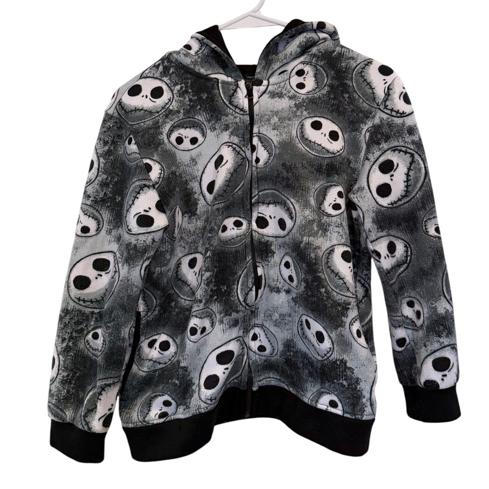 Disney Nightmare Before Christmas Jack Skellington Zip Hoodie Kids 10/12 Grey